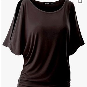 Dolman cold shoulder worms short sleeve top size large